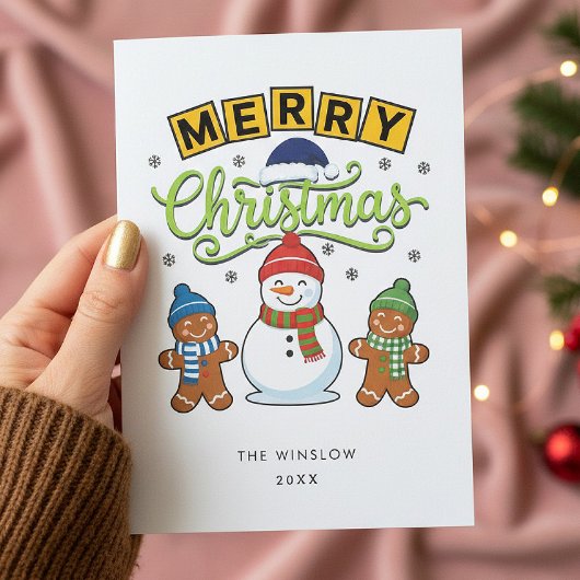 Merry Christmas Card – Custom Name & Year, Modern シーズンカード