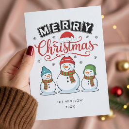 Merry Christmas Card – Custom Name & Year, Modern シーズンカード