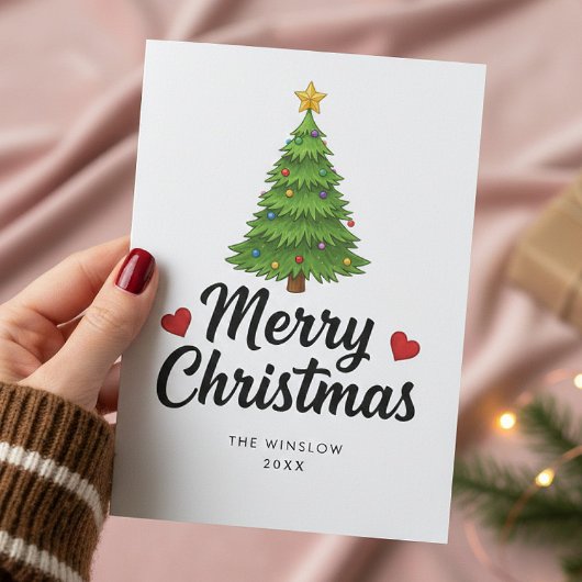 Merry Christmas Card – Custom Name & Year, Modern シーズンカード