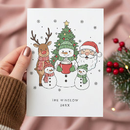 Merry Christmas Card – Custom Name & Year, Modern シーズンカード