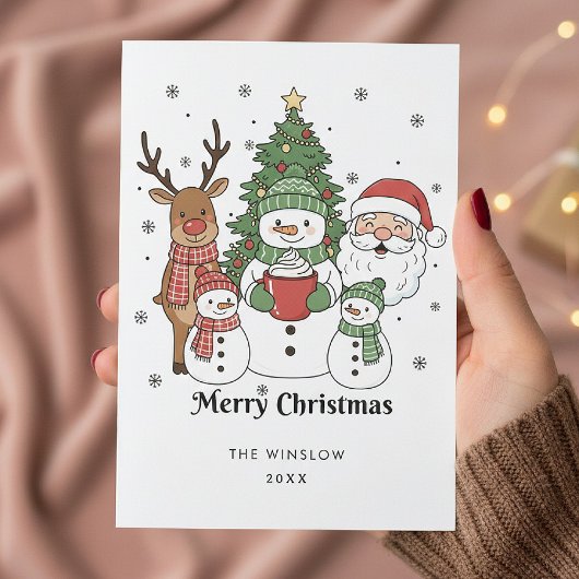 Merry Christmas Card – Custom Name & Year, Modern シーズンカード