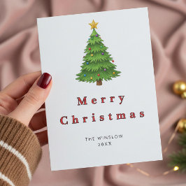 Merry Christmas Card – Custom Name & Year, Modern シーズンカード