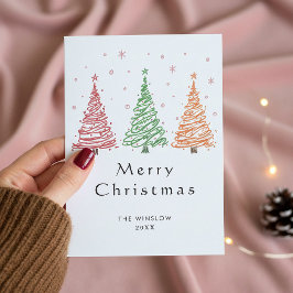 Merry Christmas Card – Custom Name & Year, Modern シーズンカード