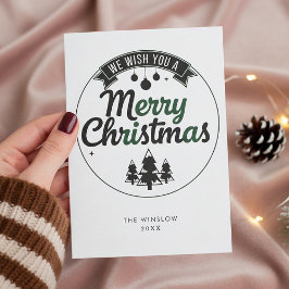 Merry Christmas Card – Custom Name & Year, Modern シーズンカード