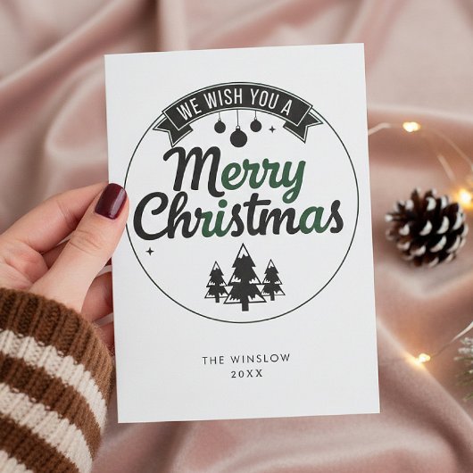 Merry Christmas Card – Custom Name & Year, Modern シーズンカード