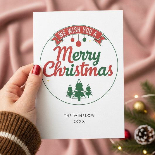 Merry Christmas Card – Custom Name & Year, Modern シーズンカード