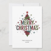 Merry Christmas Card – Custom Name & Year, Modern シーズンカード (正面)