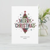 Merry Christmas Card – Custom Name & Year, Modern シーズンカード (スタンド正面)