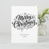 Merry Christmas Card – Custom Name & Year, Modern シーズンカード (スタンド正面)