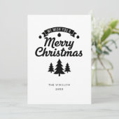 Merry Christmas Card – Custom Name & Year, Modern シーズンカード (スタンド正面)