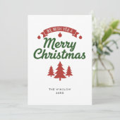 Merry Christmas Card – Custom Name & Year, Modern シーズンカード (スタンド正面)
