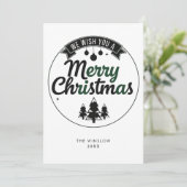 Merry Christmas Card – Custom Name & Year, Modern シーズンカード (スタンド正面)