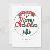 Merry Christmas Card – Custom Name & Year, Modern シーズンカード (正面)