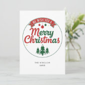 Merry Christmas Card – Custom Name & Year, Modern シーズンカード (スタンド正面)