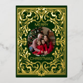 Merry Christmas Card Template Ornate Editable 箔シーズンカード (正面)