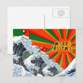 Merry Christmas card -Ukyoe Hokusai Great wave 01 シーズンポストカード (正面/裏面)