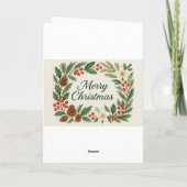 Merry Christmas Card Winter Florals Pine Branches  カード (裏面)