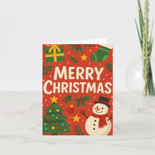 Merry Christmas Card with Snowman カード (正面)