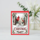 Merry Christmas Cardinal Illustration ポストカード (スタンド正面)