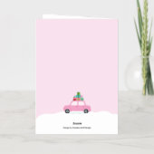 Merry Christmas Cars with Gifts in Pastel Pink 箔シーズンカード (裏面)