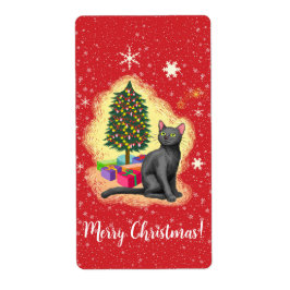 Merry Christmas Cat ラベル