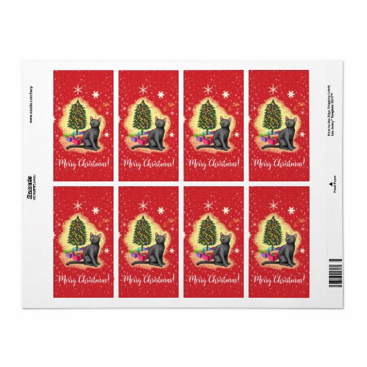 Merry Christmas Cat ラベル (フルシート)