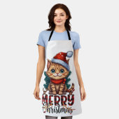 Merry Christmas Cat 2025 エプロン (着用した状態)