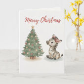 Merry Christmas Cat Card Cute Cat Tangled カード (黄色い花)