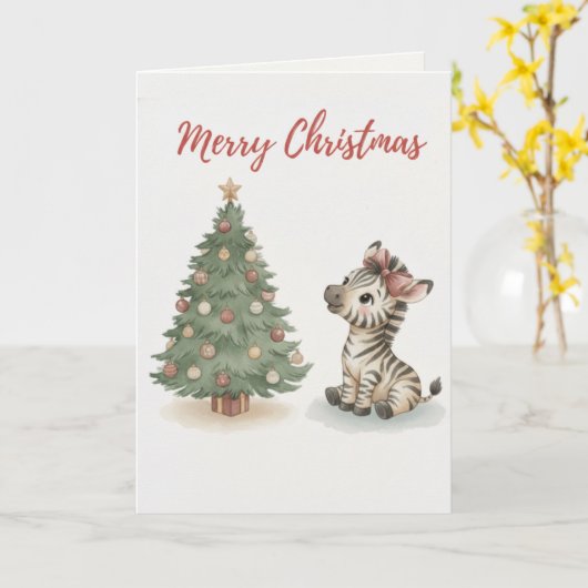Merry Christmas Cat Card Cute Cat Tangled カード (黄色い花)