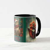 Merry Christmas Cat Red and Green Mug マグカップ (正面右)