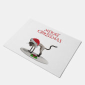 Merry Christmas. Cat with Santa hat ドアマット (アングル)