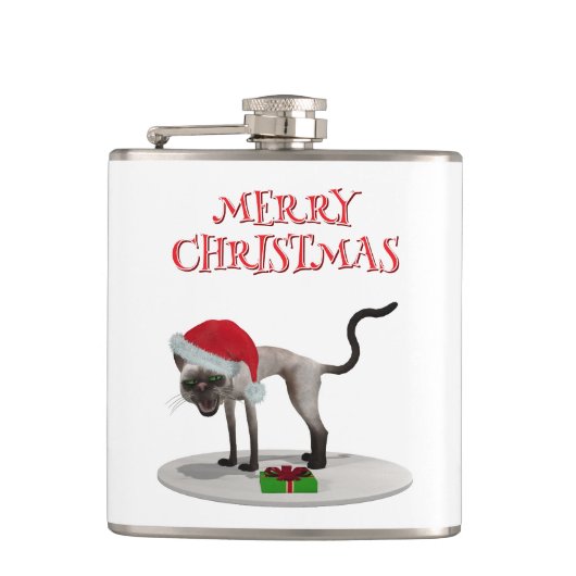 Merry Christmas. Cat with Santa hat フラスク (正面)