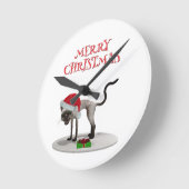 Merry Christmas. Cat with Santa hat ラウンド壁時計 (傾斜)