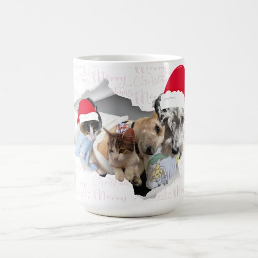 Merry Christmas cats and dogs mug コーヒーマグカップ (中央)