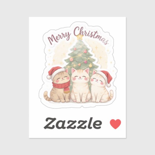 Merry Christmas Cats Sticker シール (シート)