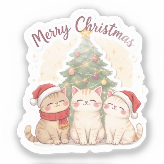Merry Christmas Cats Sticker シール (正面)