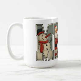 MERRY – Christmas Character Letter Art コーヒーマグカップ