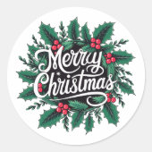 Merry Christmas Cherries & Holly Envelope Seal ラウンドシール (正面)