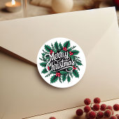 Merry Christmas Cherries & Holly Envelope Seal ラウンドシール