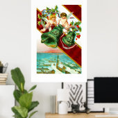 Merry Christmas, cherubs and bells ポスター (ホームオフィス)