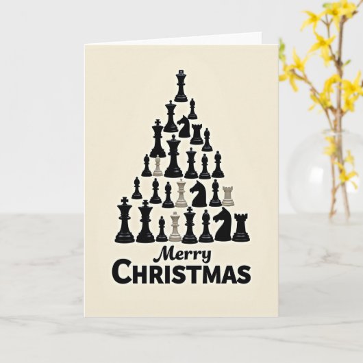 Merry Christmas Chess Tree カード (黄色い花)