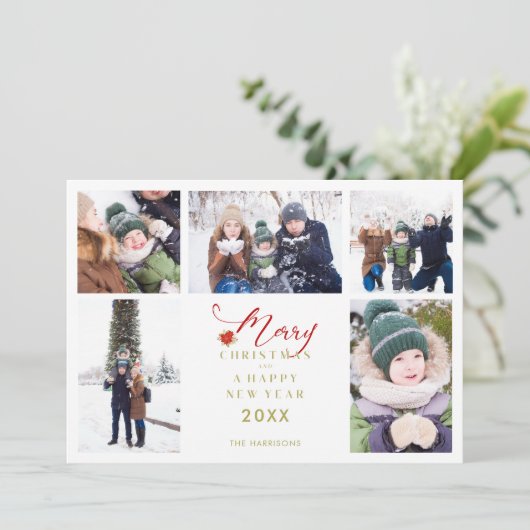 Merry Christmas Chic Trendy Collage 5 Photos (スタンド正面)