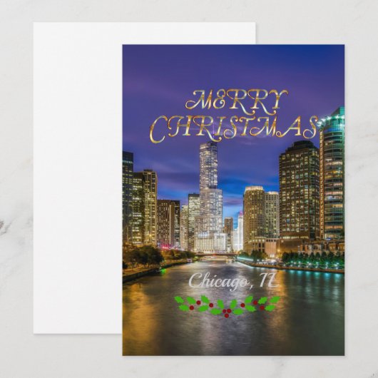 Merry Christmas, Chicago River at Sunset シーズンカード (正面/裏面)