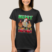 Merry Christmas Chicken  Santa Hat Lights  Xmas 1 Tシャツ (正面)