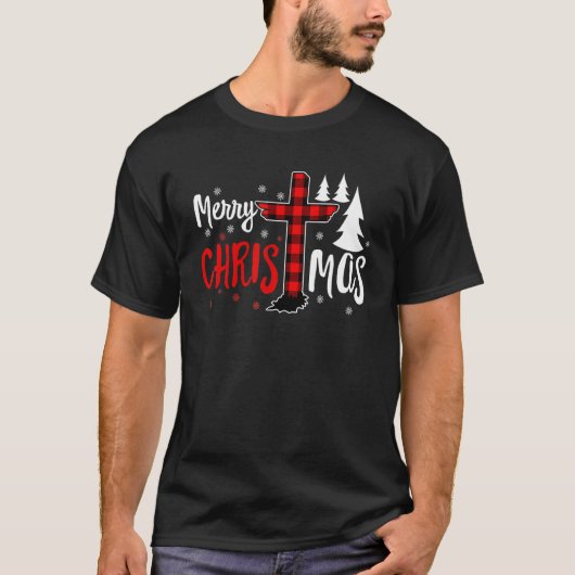 Merry Christmas Christians Buffalo Plaid 1 Tシャツ (正面)