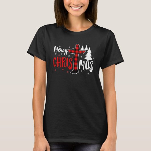 Merry Christmas Christians Buffalo Plaid 1 Tシャツ (正面)