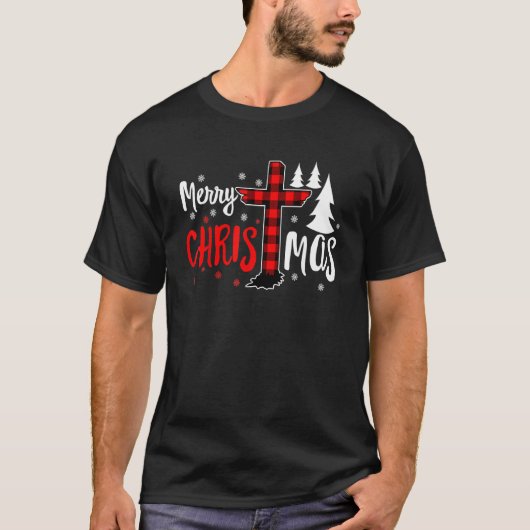 Merry Christmas Christians Buffalo Plaid Tシャツ (正面)