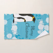 merry christmas, christmas,penguin,flowers ハンドタオル (ハンドタオル)