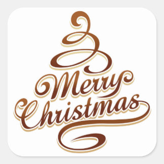 Merry Christmas - Christmas Tree スクエアシール