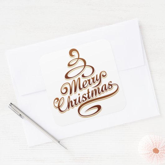 Merry Christmas - Christmas Tree スクエアシール (封筒)